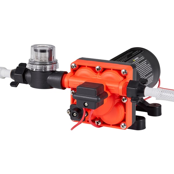 Vandpumpe, 12V DC 18,9 L/min 4-kammer selvansugende membran, sort, til campingvogn og marine