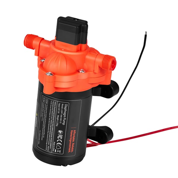 Vandpumpe, 12V DC 15,1 L/min selvansugende membran, sort, til campingvogn og marine