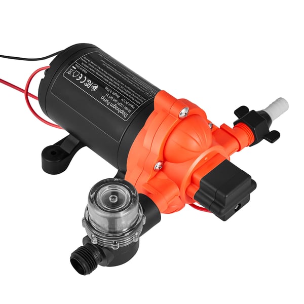 Vandpumpe, 12V DC 15,1 L/min selvansugende membran, sort, til campingvogn og marine