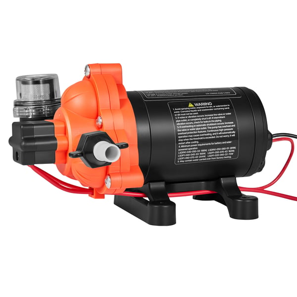 Vandpumpe, 12V DC 15,1 L/min selvansugende membran, sort, til campingvogn og marine