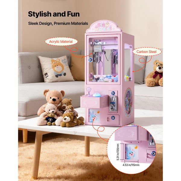 Klo Maskine 32.5x49x85 cm Pink Stål Arcade Spil