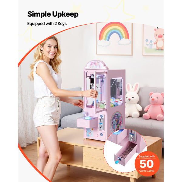 Klo Maskine 32.5x49x85 cm Pink Stål Arcade Spil