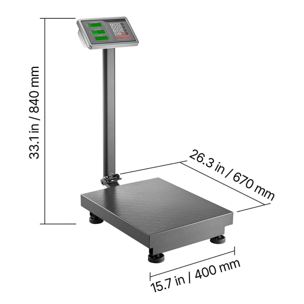 Digitaalinen tasovaaka, 670x400x840 mm, 300 kg kapasiteetti, ruostumaton teräs