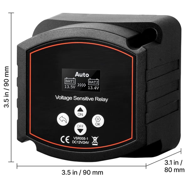 Akun eristinsarja, 12V 300 ampeeria 90x90x80 mm, musta, jänniterelay