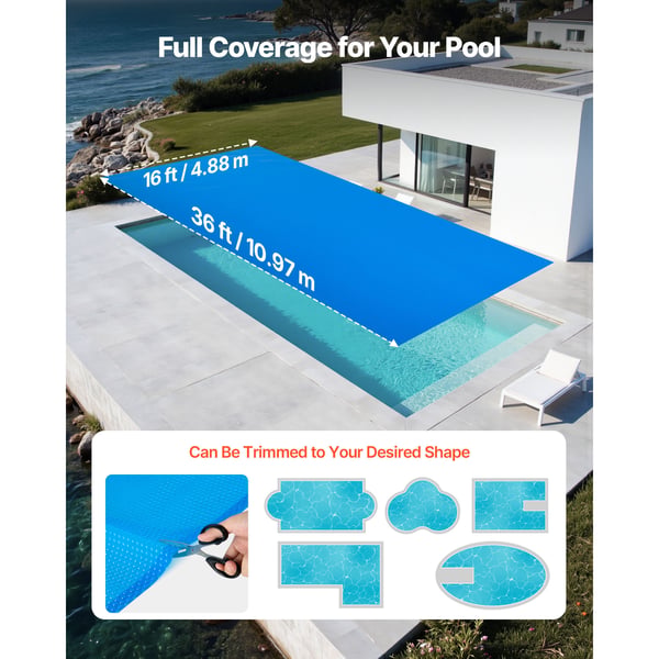 Pool Cover, Solarboble-tæppe, 1097x488 cm, Blå, PE-materiale