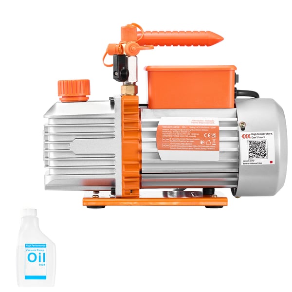 Vakuumpump, Tvåstegs roterande lamell, 5 CFM 142 L/min, HVAC-underhåll