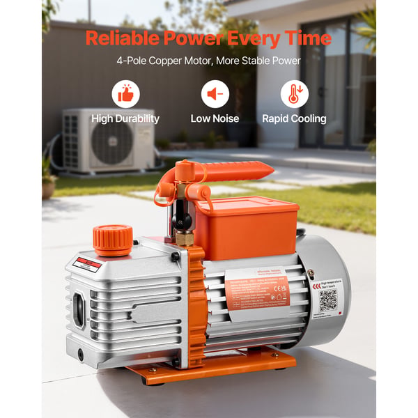 Vakuumpump, Tvåstegs roterande lamell, 5 CFM 142 L/min, HVAC-underhåll
