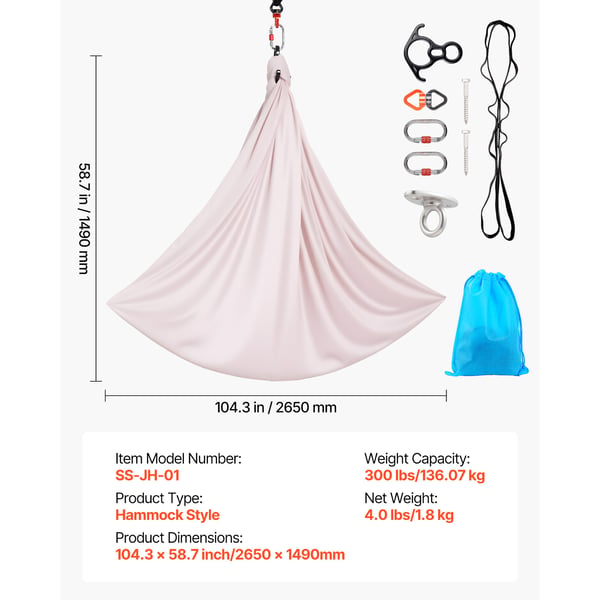 Aerial Yoga-hammock, 265x149 cm, Nylonväv