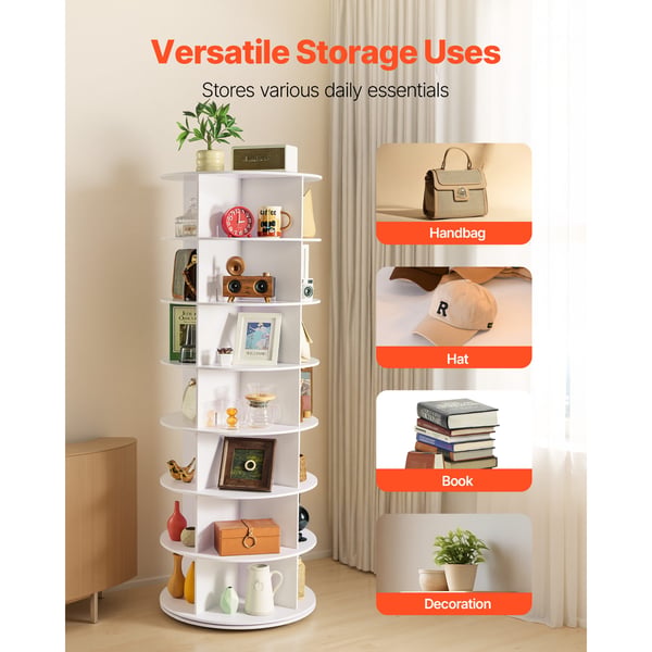 Skoreol, 7-lags roterende karrusel, 59.8x59.8x162 cm, hvid, opbevaring
