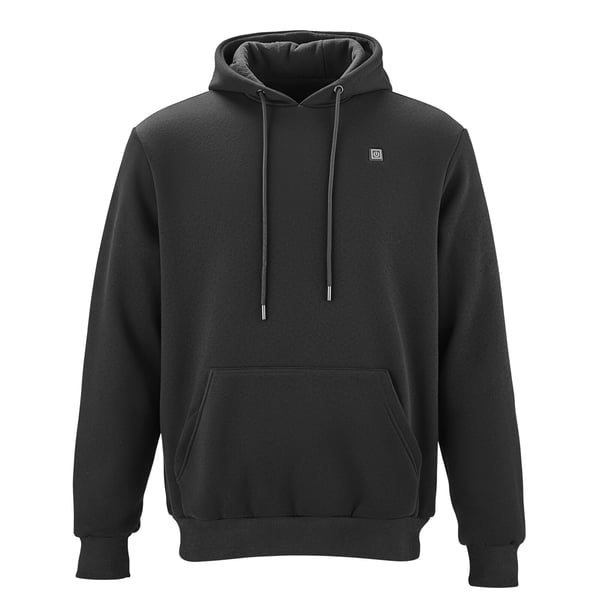 Opvarmet sweatshirt hoodie, 5 varmezoner, sort, bomuld polyester