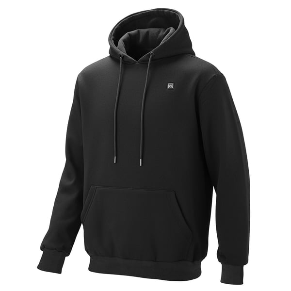 Opvarmet sweatshirt hættetrøje, 5 varmezoner, sort, bomuld polyester
