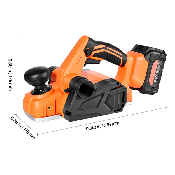 Elektrisk handhyvel, 315x175x175 mm, 82 mm skärbredd, sladdlöst träbearbetningsverktyg