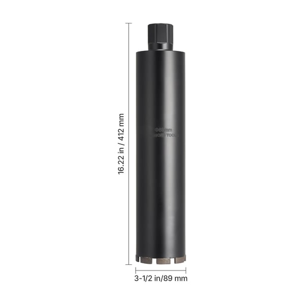Kärnborr, 89x356 mm, våtdiamant, röd, högprecisionssvetsning