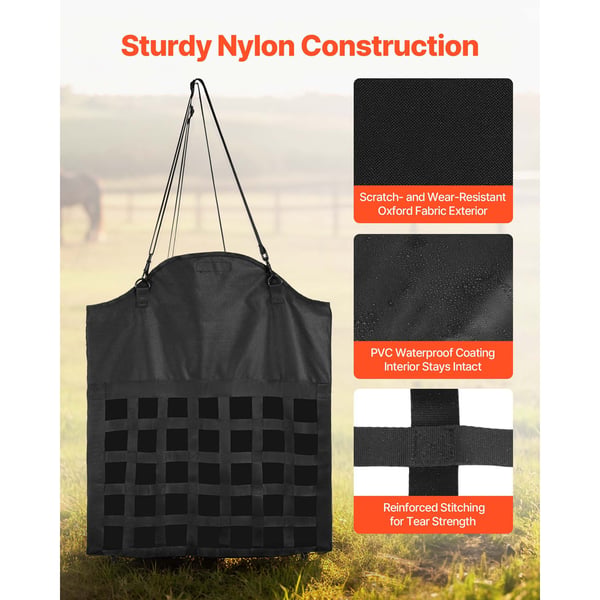 Hay Bag, 55x18.5x64 cm, Svart, Nylon, Slow Feed, Vattentät