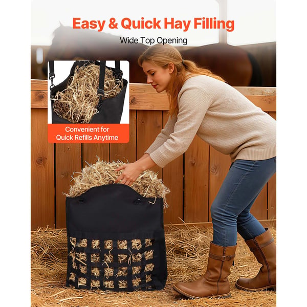 Hay Bag, 55x18.5x64 cm, Svart, Nylon, Slow Feed, Vattentät