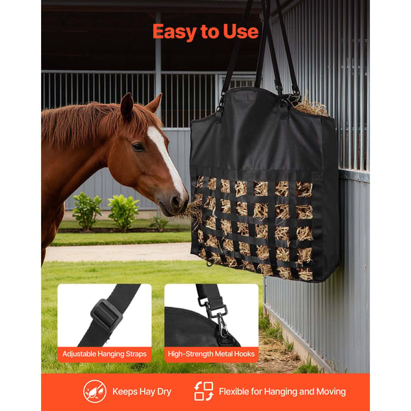 Hay Bag, 55x18.5x64 cm, Svart, Nylon, Slow Feed, Vattentät