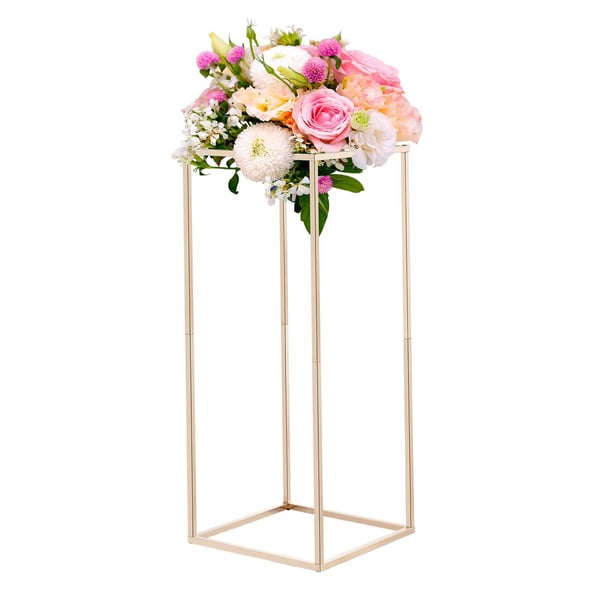 Blomsterställ, 10-delad rektangulär blomsterdisplay, 25x25x60 cm, guld