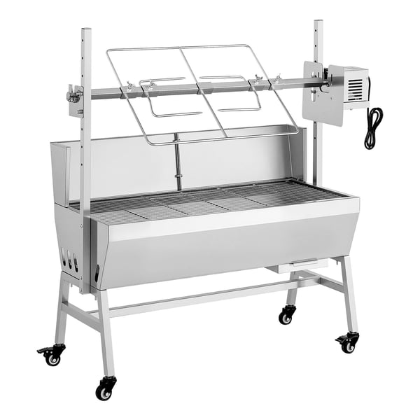 Rotisserigrill, 113,5x44,2x112,3 cm, rustfrit stål, udendørs madlavning