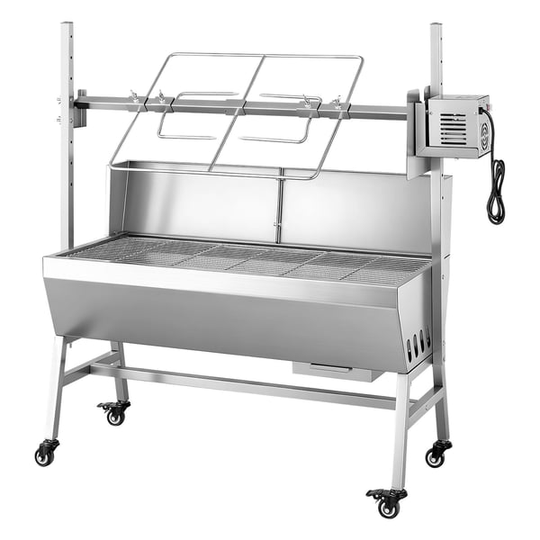 Rotisserigrill, 113,5x44,2x112,3 cm, rustfrit stål, udendørs madlavning