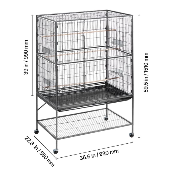 Fuglebur, 93x58x151 cm, Sort, Smedejern, Fladt Top