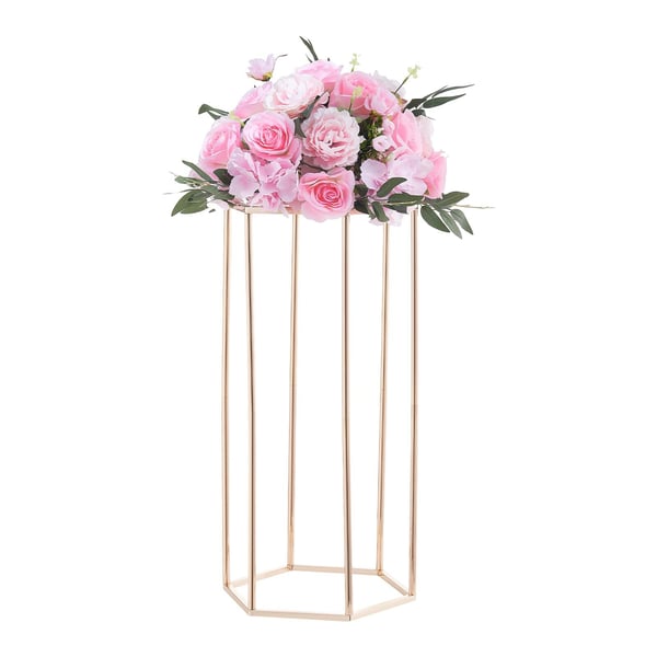 Blomsterstander, sekskantet søjle blomsterdisplay, 29x25x60 cm, guld, stål