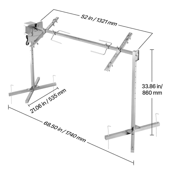 Sähköinen varrasgrilli, 174x53,5x86 cm, ruostumaton teräs, grillisarja