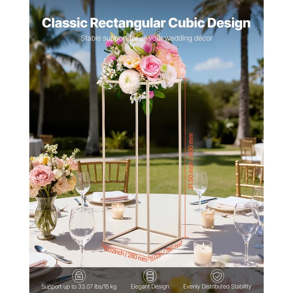 Blomsterstand, 80x28x28 cm, Guld, Metal Display