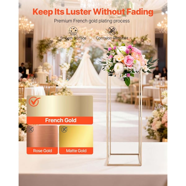 Blomsterstand, 80x28x28 cm, Guld, Metal Display
