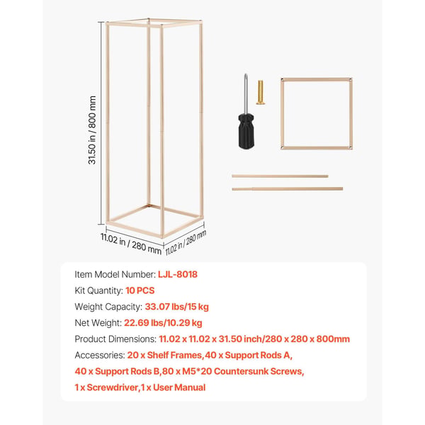 Blomsterstand, 80x28x28 cm, Guld, Metal Display
