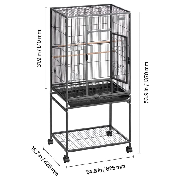 Fuglebur, 62,5x42,5x137 cm, smedejern, fladt top