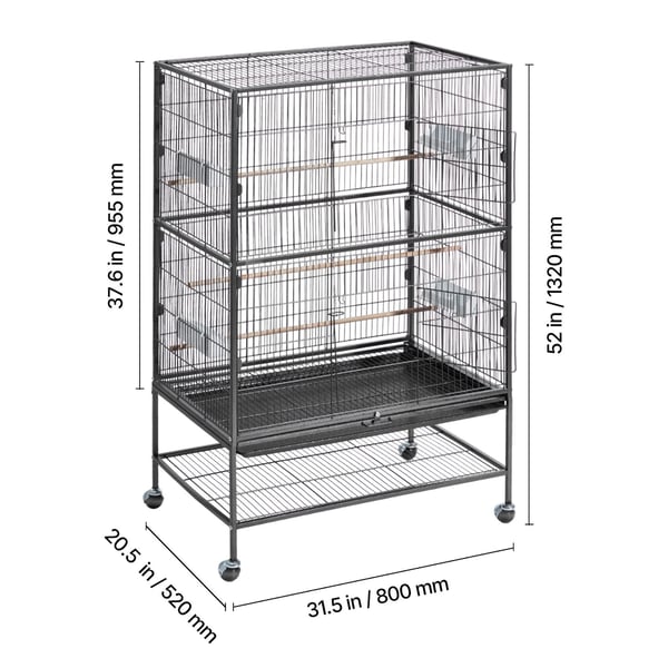 Fuglebur, 80x52x132 cm, Smedejern, Fladt Top, Opbevaring