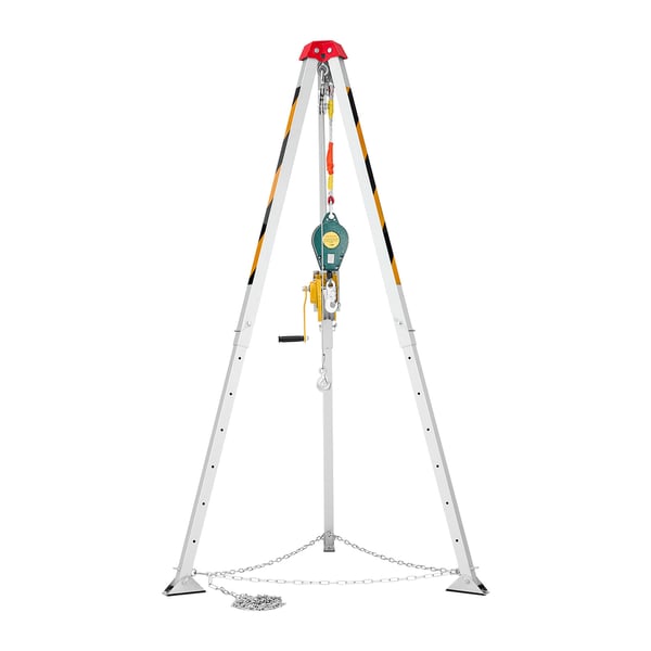 Redningsstativsæt, 134x215 cm justerbare ben, 19,8 m kabel, stål-aluminium