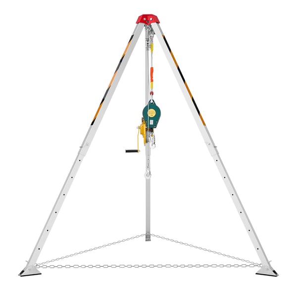 Redningsstativsæt, 134x215 cm justerbare ben, 19,8 m kabel, stål-aluminium