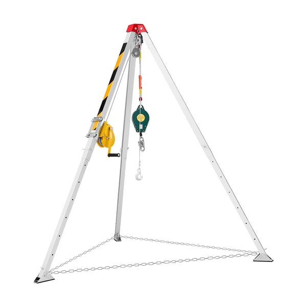 Redningsstativsæt, 134x215 cm justerbare ben, 19,8 m kabel, stål-aluminium