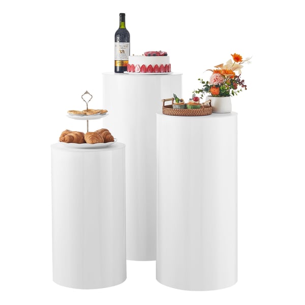 Blomsterställ, 3-delat cylinderpodieset, 60x75x90 cm, Vit, PVC