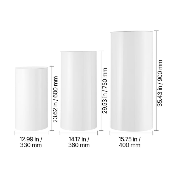 Blomsterställ, 3-delat cylinderpodieset, 60x75x90 cm, Vit, PVC