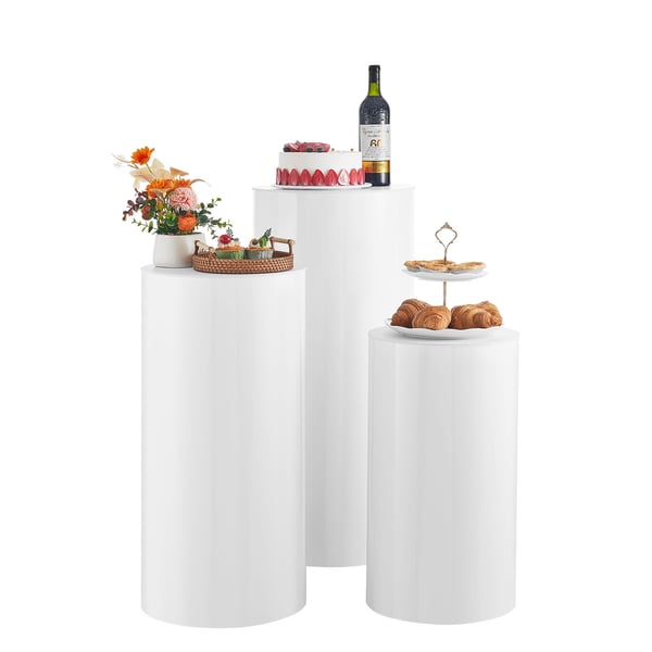 Blomsterställ, 3-delat cylinderpodieset, 60x75x90 cm, Vit, PVC