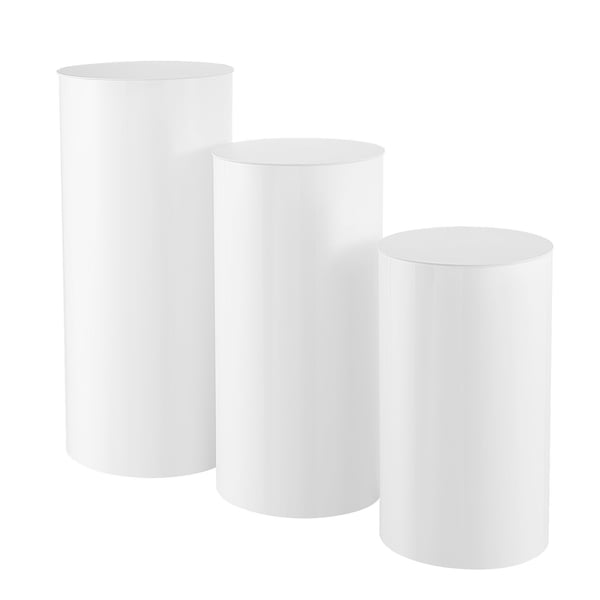 Blomsterställ, 3-delat cylinderpodieset, 60x75x90 cm, Vit, PVC