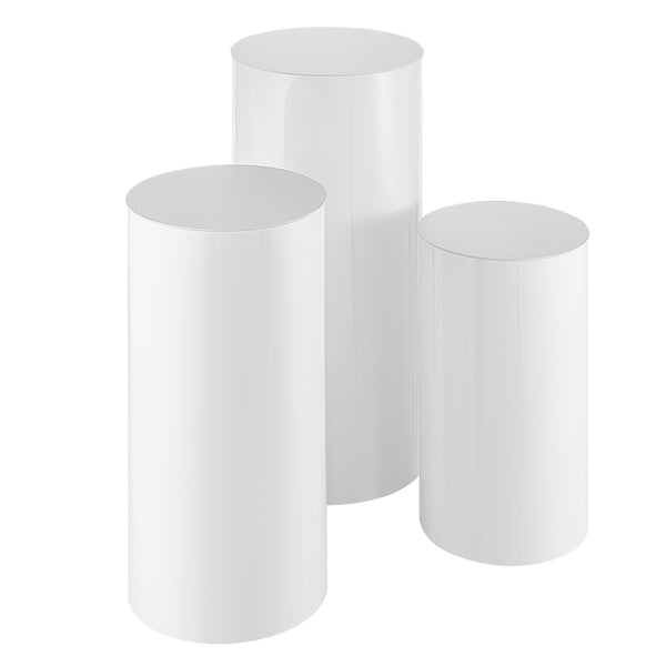 Blomsterställ, 3-delat cylinderpodieset, 60x75x90 cm, Vit, PVC