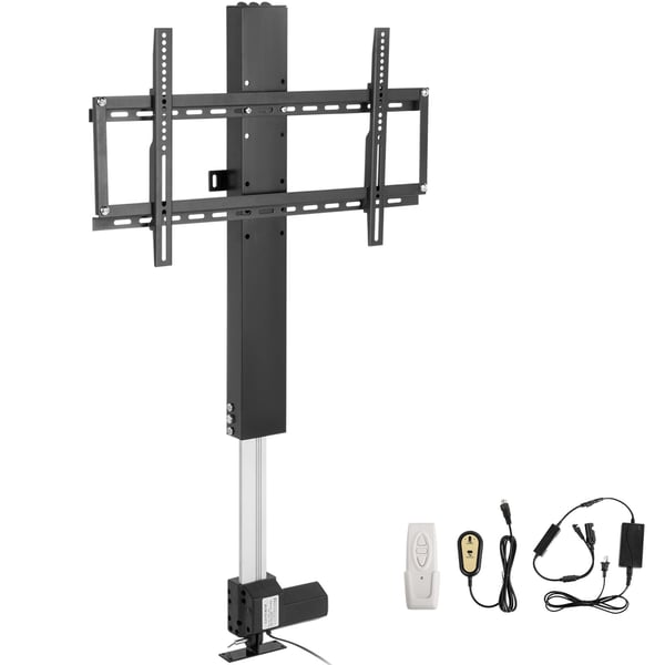 Motoriseret TV-lift, 29x77,4-127,4 cm, højdejusterbar, sort, aluminiumlegering