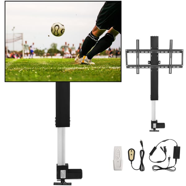 Motoriseret TV-lift, 29x77,4-127,4 cm, højdejusterbar, sort, aluminiumlegering
