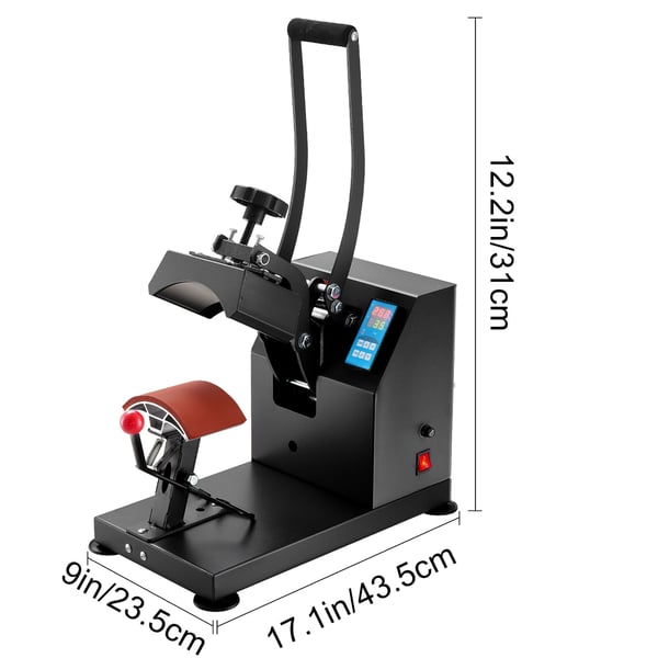 Hat Heat Press Maskine, 9x14 cm, Digital LCD Timer, Aluminium