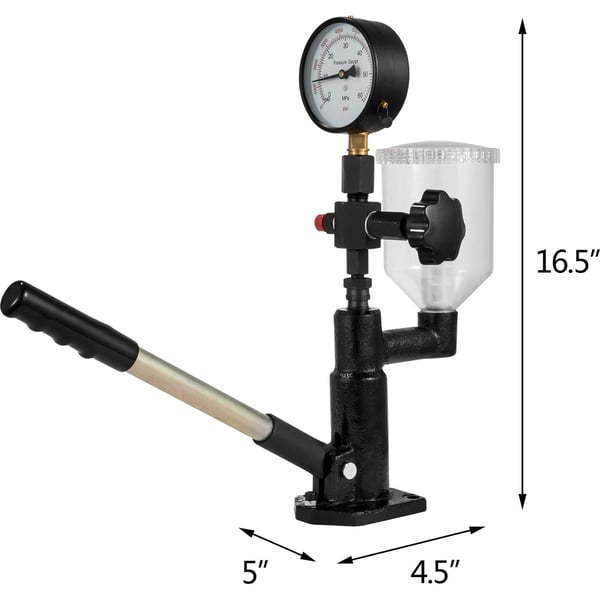 Polttoainesuuttimen testeri, 600 bar 0,8L polttoaineen painemittari, 48x26x17 cm, musta, alumiini