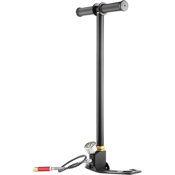 Håndpumpe, 3-trins højtryks PCP, 27x16x62,5-107 cm, Sort, Rustfrit stål