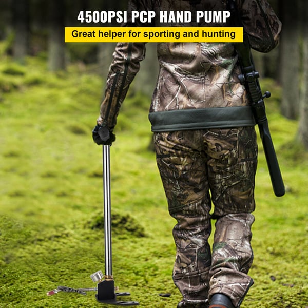 Håndpumpe, 3-trins PCP luftgeværpumpe, 63x25,4 cm, sølv, rustfrit stål