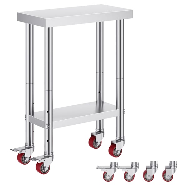 Serveringsarbetsbord, 30,7x61,2x86,2 cm, Rostfritt stål, Justerbar hylla