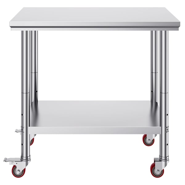 Serveringsarbetsbord, 90x60x85 cm, rostfritt stål, justerbar hylla
