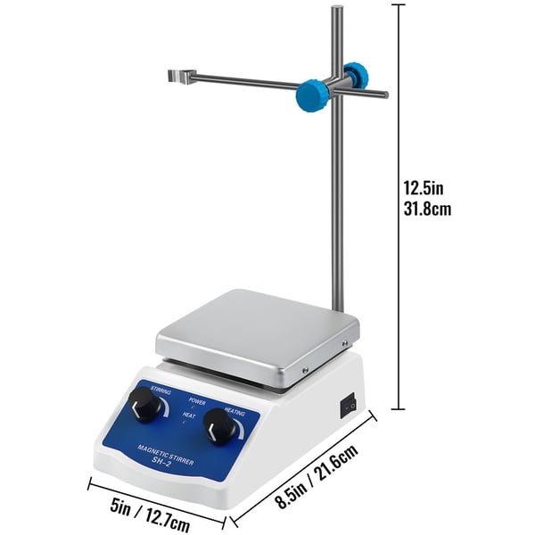 Magnetomixer SH-2, 12.7x21.6x31.8 cm, Digitalt display, Rustfrit stål