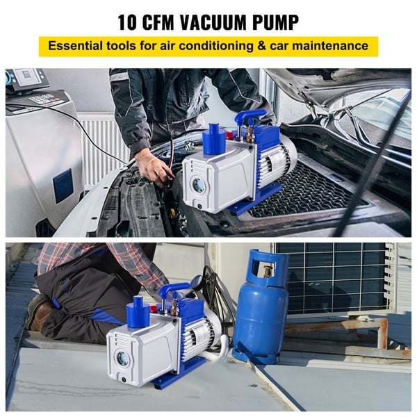 Vakuumpump tvåstegs 717x1 Pa 746W HVAC roterande, aluminium