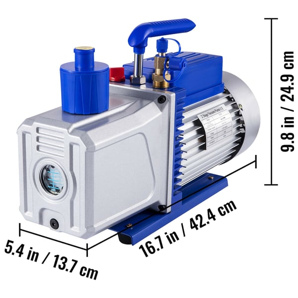 Vakuumpump tvåstegs 717x1 Pa 746W HVAC roterande, aluminium